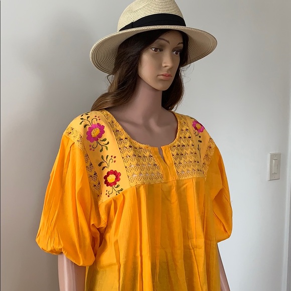 New Handmade Tops - Bohemian Mexican Blouse Espanola style 3/4 Sleeve.